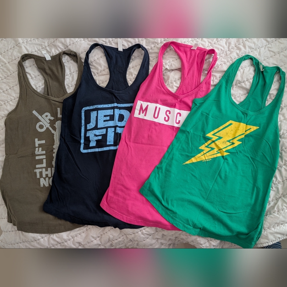 Set of Four Graphic Tank Tops